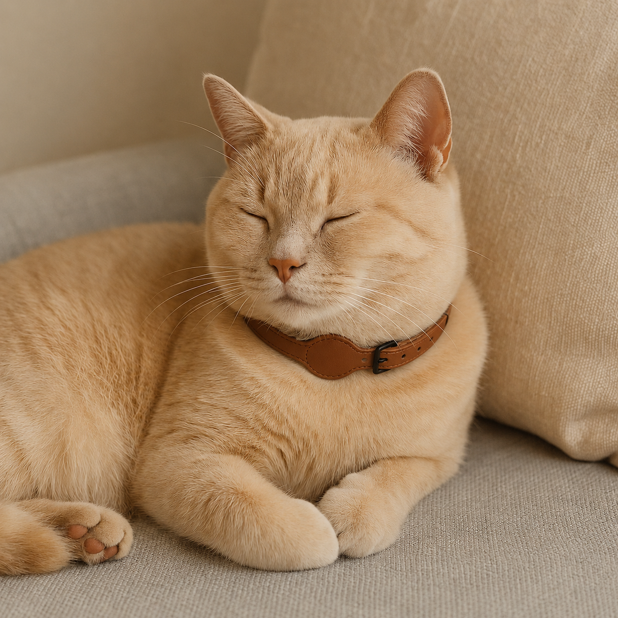 Gato descansando tranquilo con collar NOOKA Orbit